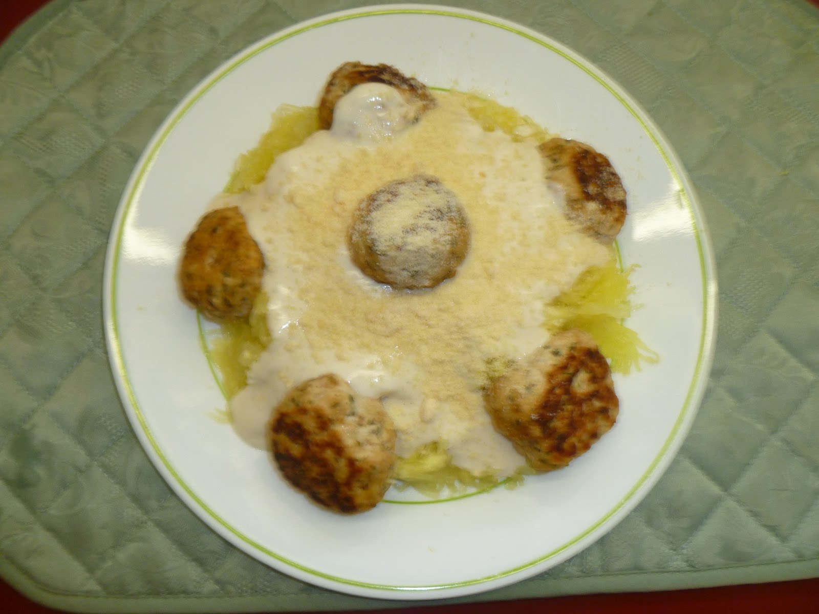 , Spaghetti Squash with Alfredo Sauce and Meatballs, Growing in Grace
