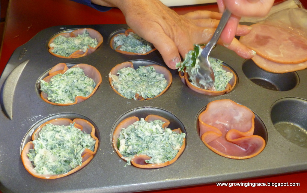 , Ham Spinach Cups, Growing in Grace