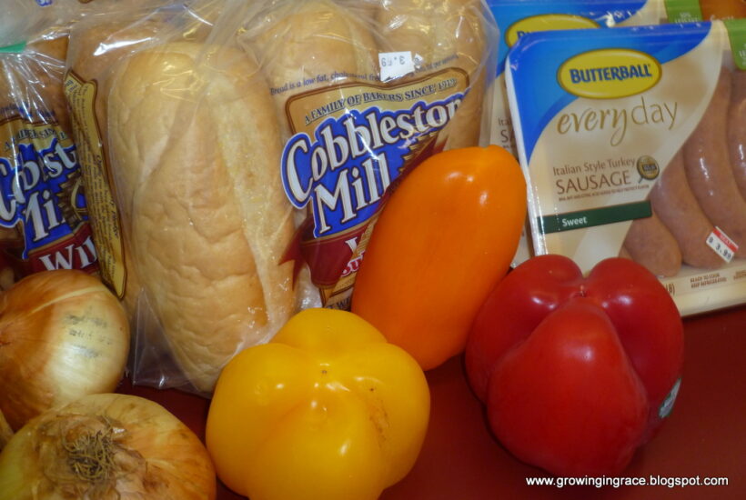 Growing in Grace | Italian Sausage Sandwiches with Caramelized Peppers and Onions