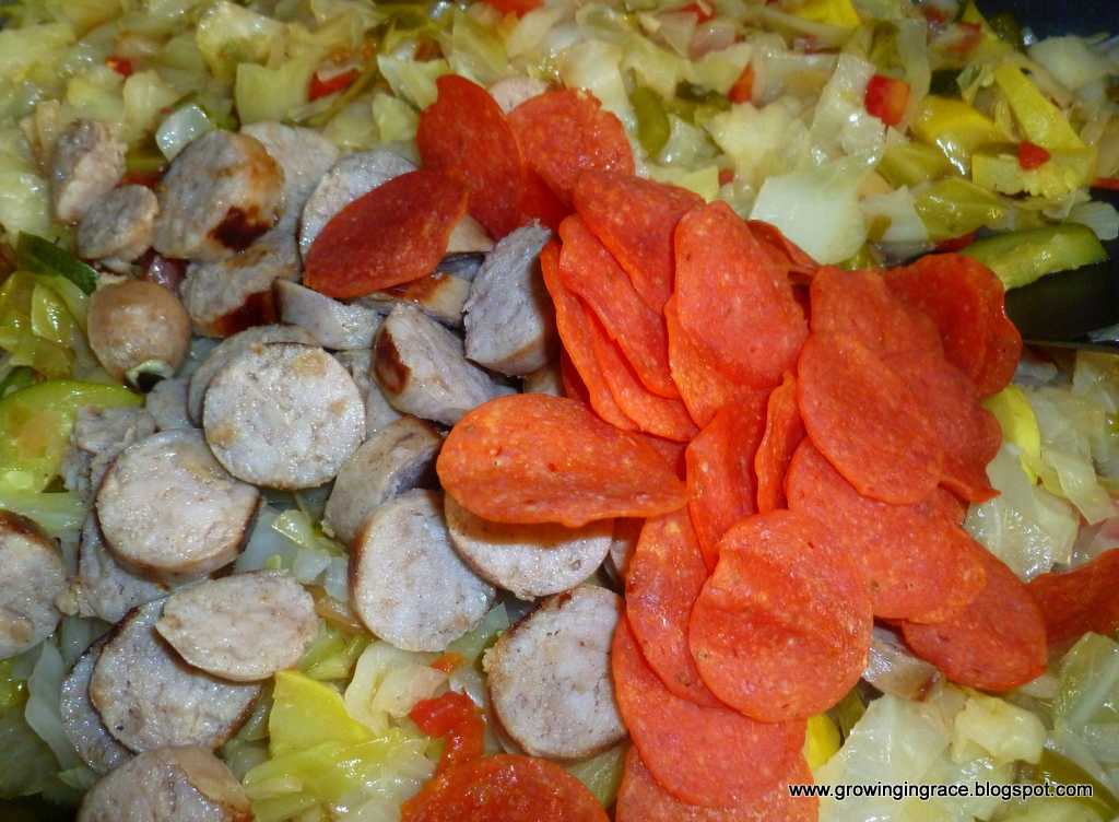 Growing in Grace | Vegetable Medley with Pepperoni and Italian Sausage , Vegetable Medley with Pepperoni and Italian Sausage, Growing in Grace