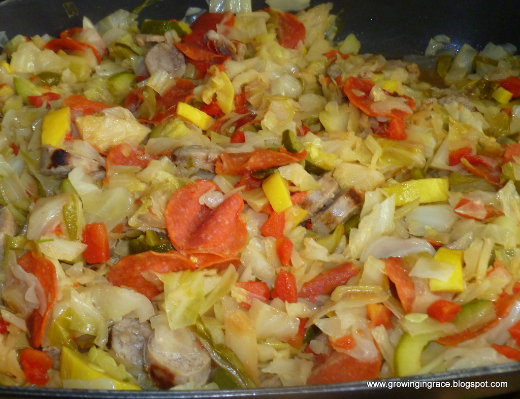 Growing in Grace | Vegetable Medley with Pepperoni and Italian Sausage , Vegetable Medley with Pepperoni and Italian Sausage, Growing in Grace