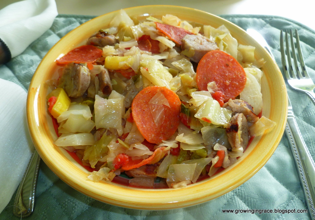 Growing in Grace | Vegetable Medley with Pepperoni and Italian Sausage , Vegetable Medley with Pepperoni and Italian Sausage, Growing in Grace