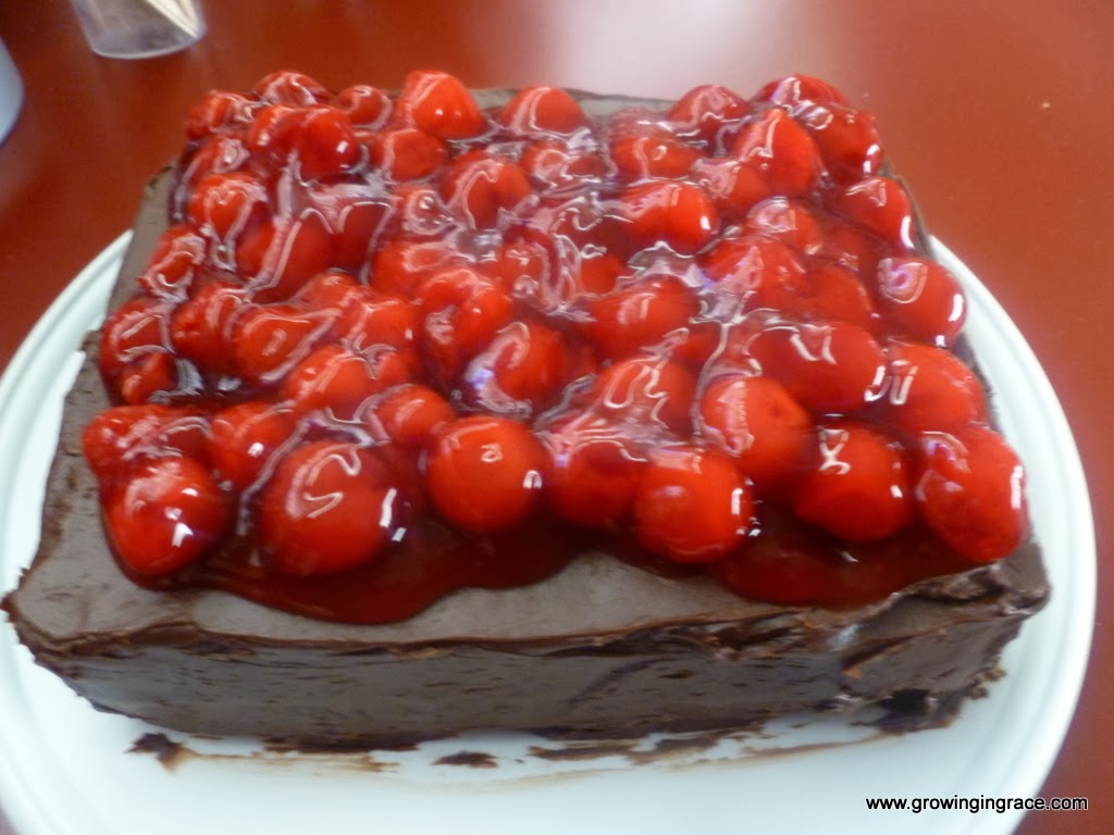, Cherry Brownie Cake, Growing in Grace
