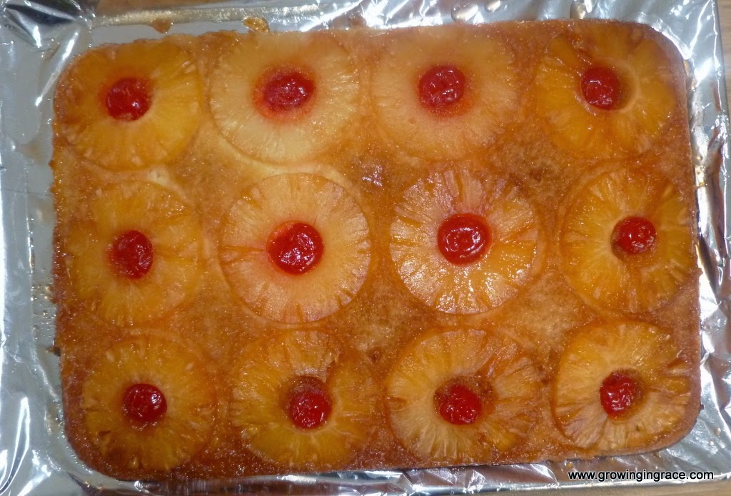 , Pineapple Upside Down Cake, Growing in Grace